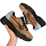 Golden Retriever Portrait Print Black Chunky Shoes