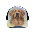 Golden Retriever Portrait Print Black Mesh Trucker Hat