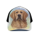 Golden Retriever Portrait Print Black Mesh Trucker Cap