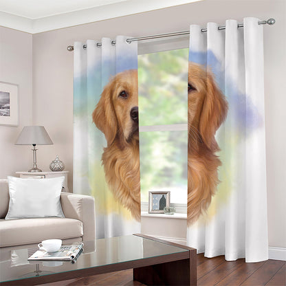 Golden Retriever Portrait Print Blackout Grommet Curtains