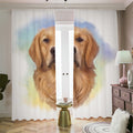 Golden Retriever Portrait Print Dimout Pencil Pleat Curtains