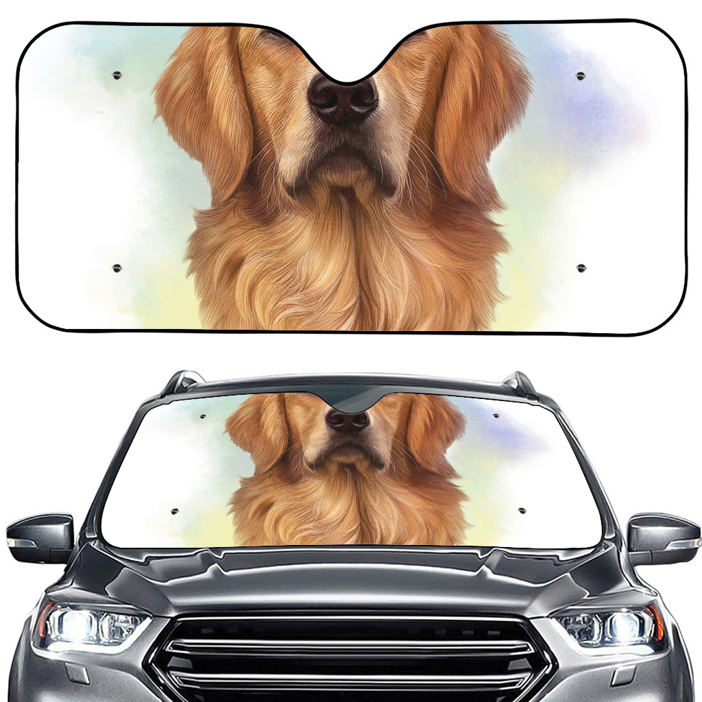 Golden Retriever Portrait Print Car Windshield Sun Shade