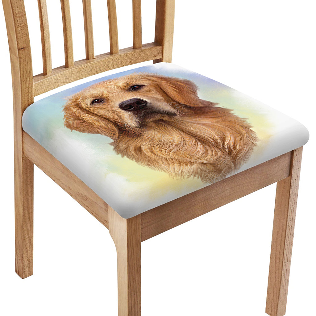 Golden Retriever Portrait Print Chair Cushion Cover