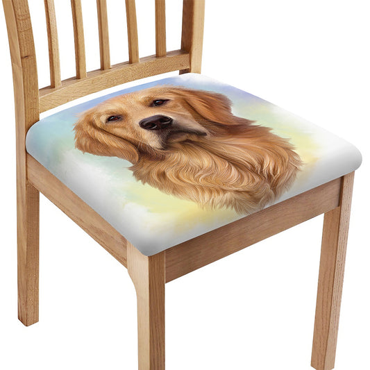 Golden Retriever Portrait Print Chair Cushion Cover