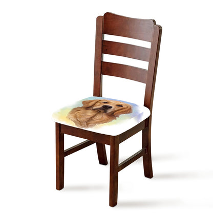 Golden Retriever Portrait Print Chair Cushion Cover