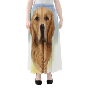 Golden Retriever Portrait Print Chiffon Maxi Skirt