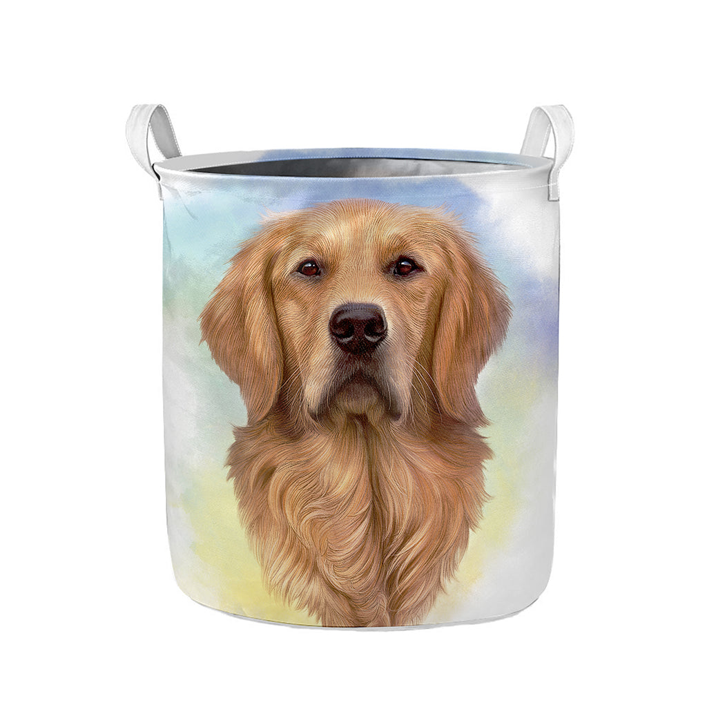 Golden Retriever Portrait Print Collapsible Laundry Basket