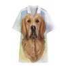 Golden Retriever Portrait Print Cotton Hawaiian Shirt