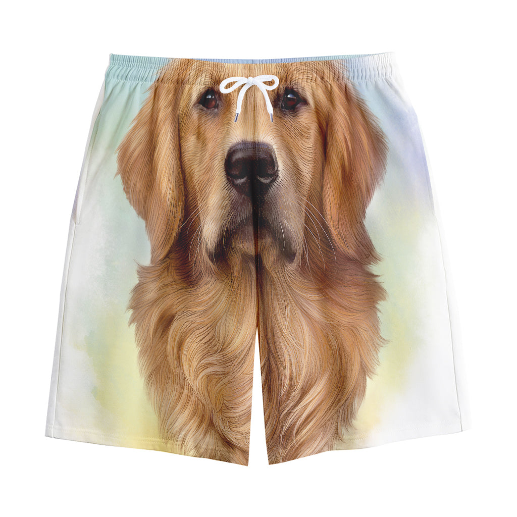 Golden Retriever Portrait Print Cotton Shorts