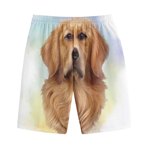 Golden Retriever Portrait Print Cotton Shorts