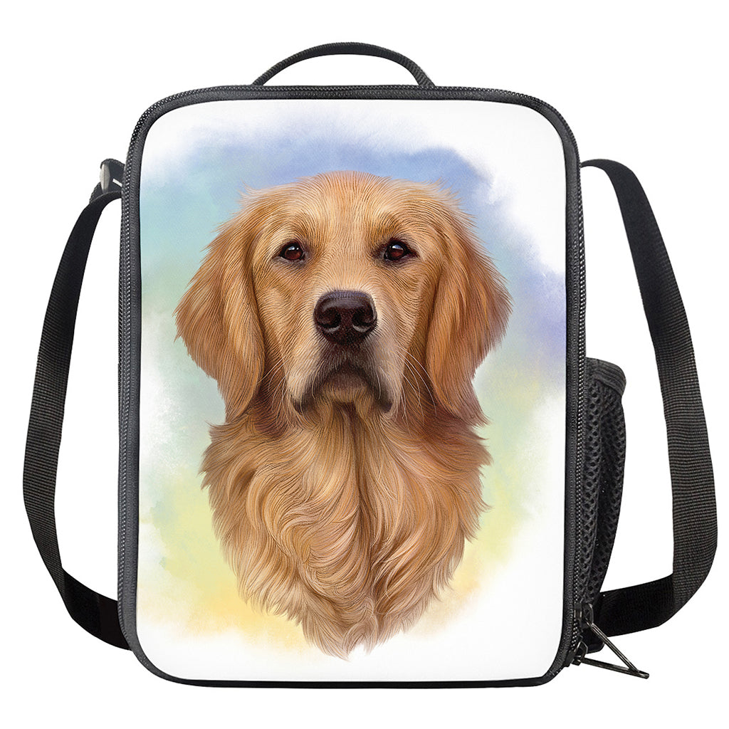 Golden Retriever Portrait Print Crossbody Lunch Bag