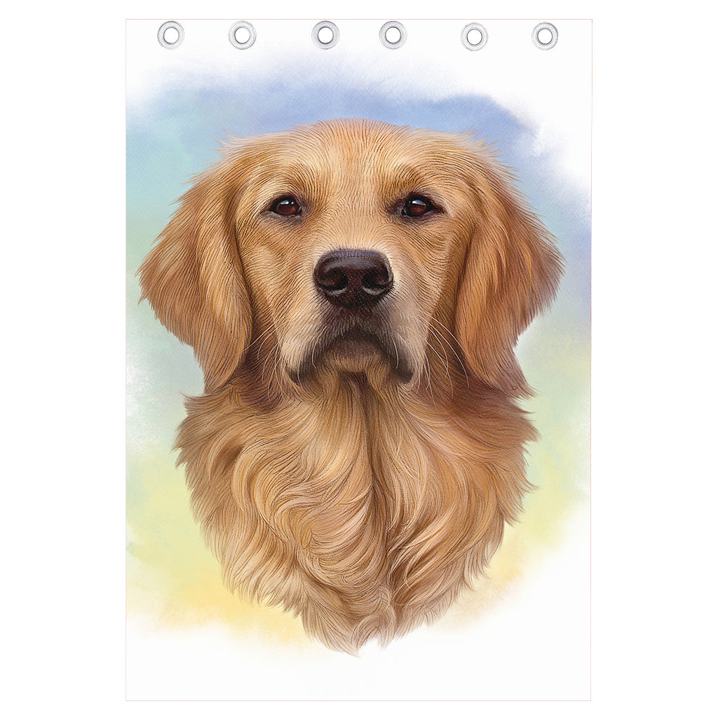 Golden Retriever Portrait Print Curtain