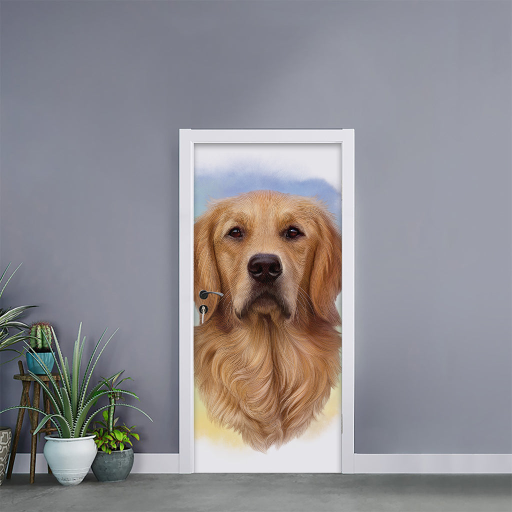 Golden Retriever Portrait Print Door Sticker