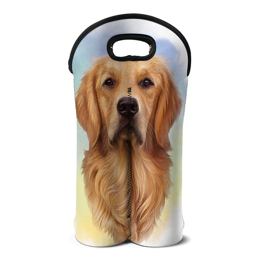 Golden Retriever Portrait Print Double Neoprene Wine Tote