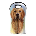Golden Retriever Portrait Print Double Neoprene Wine Tote