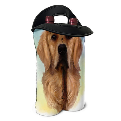 Golden Retriever Portrait Print Double Neoprene Wine Tote