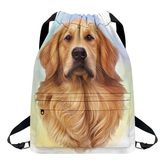 Golden Retriever Portrait Print Drawstring Backpack