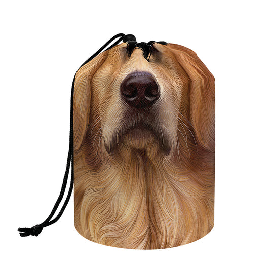 Golden Retriever Portrait Print Drawstring Makeup Bag