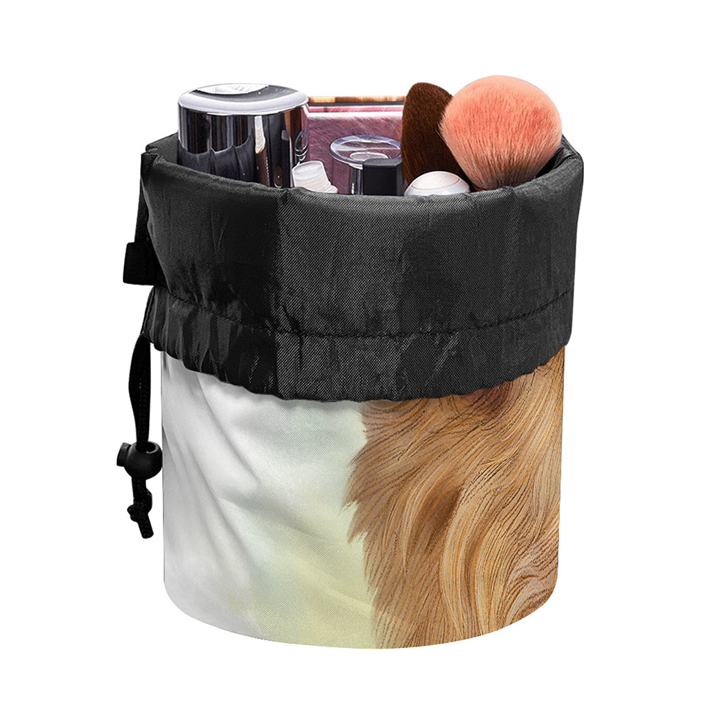Golden Retriever Portrait Print Drawstring Makeup Bag