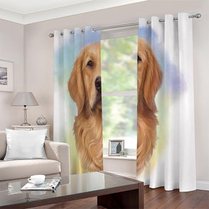 Golden Retriever Portrait Print Extra Wide Grommet Curtains