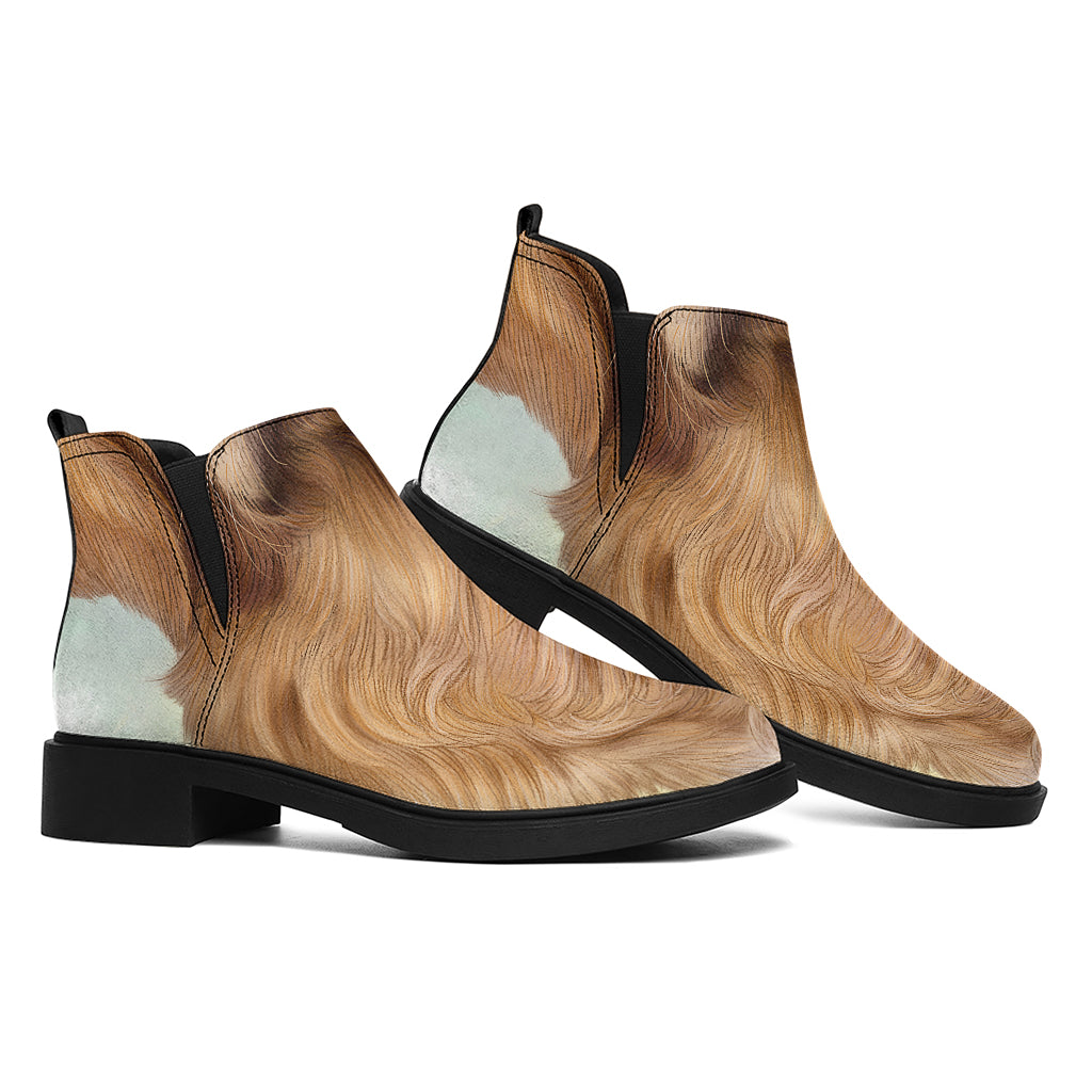 Golden Retriever Portrait Print Flat Ankle Boots