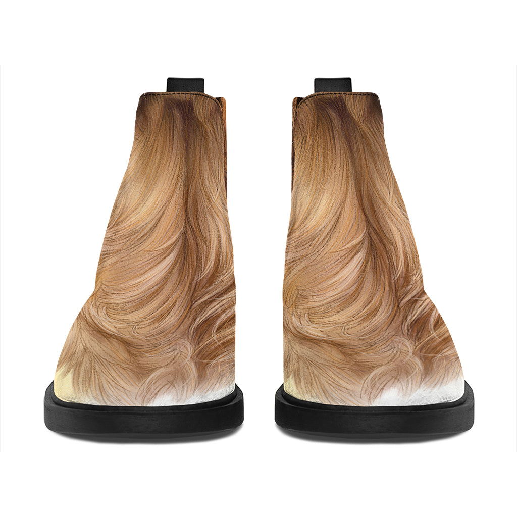 Golden Retriever Portrait Print Flat Ankle Boots