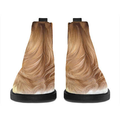 Golden Retriever Portrait Print Flat Ankle Boots