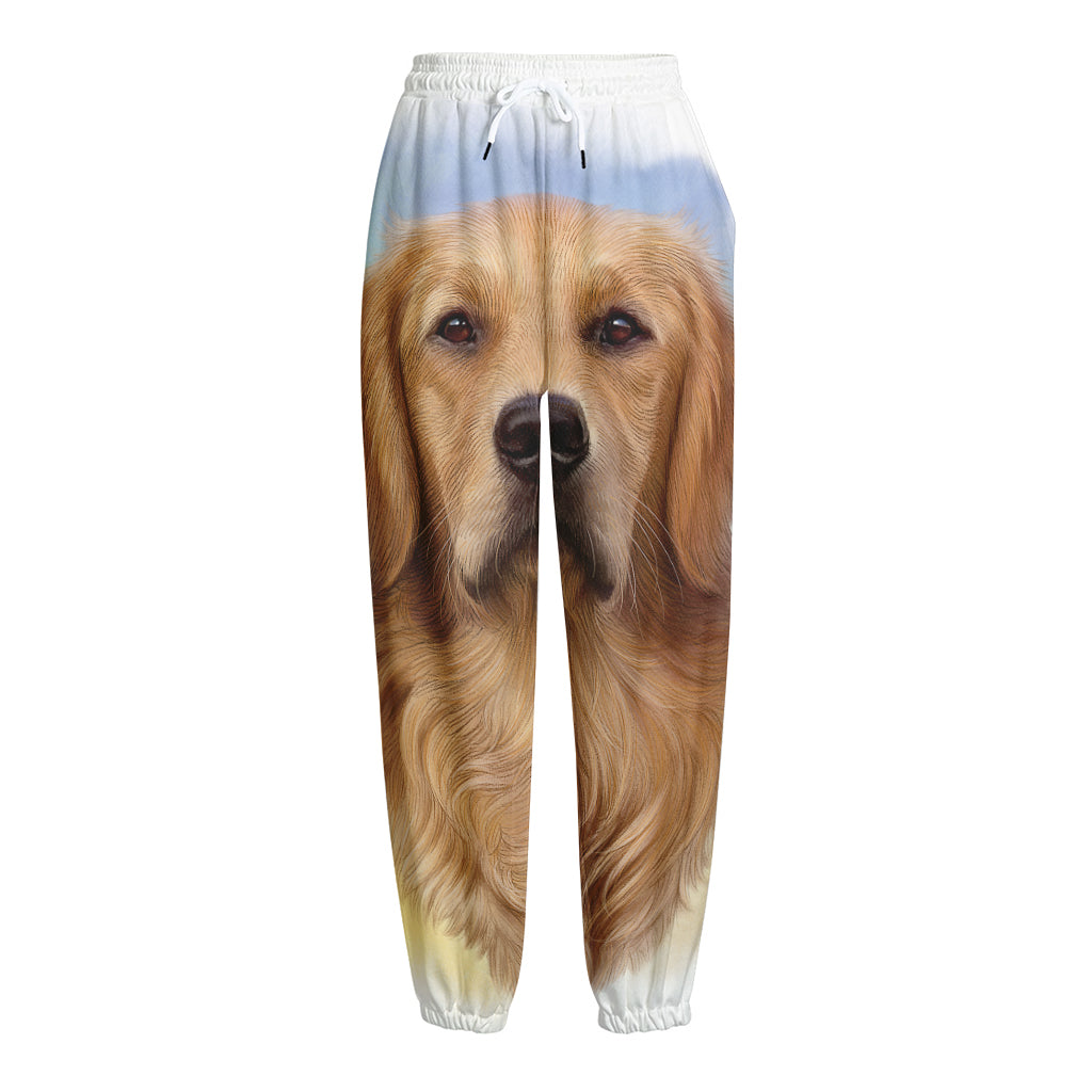 Golden Retriever Portrait Print Fleece Lined Knit Pants