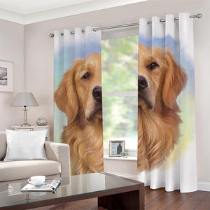 Golden Retriever Portrait Print Grommet Curtains