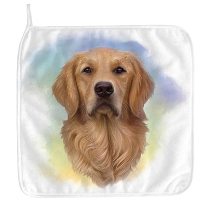Golden Retriever Portrait Print Hand Towel