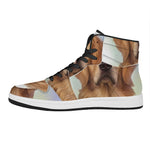 Golden Retriever Portrait Print High Top Leather Sneakers