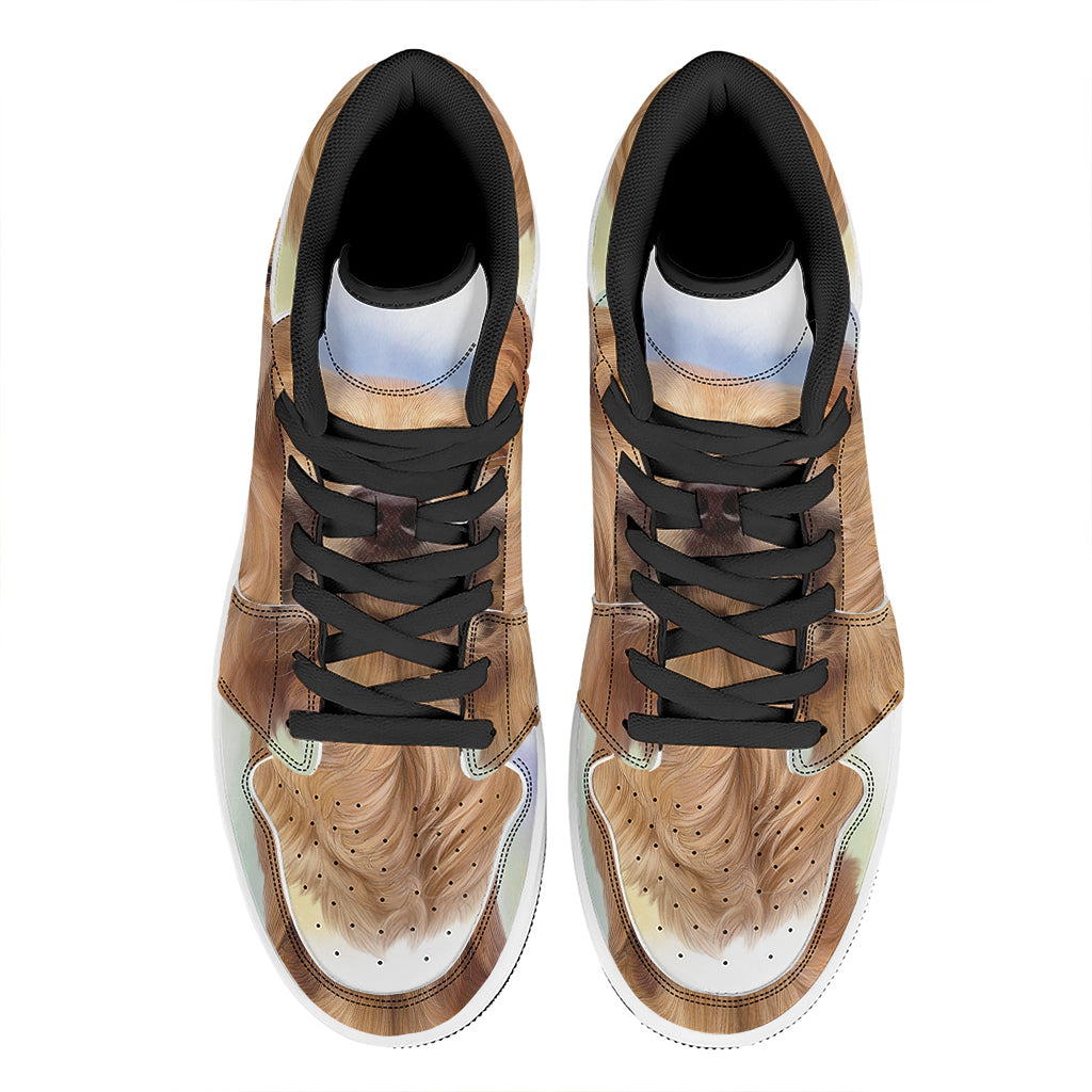 Golden Retriever Portrait Print High Top Leather Sneakers