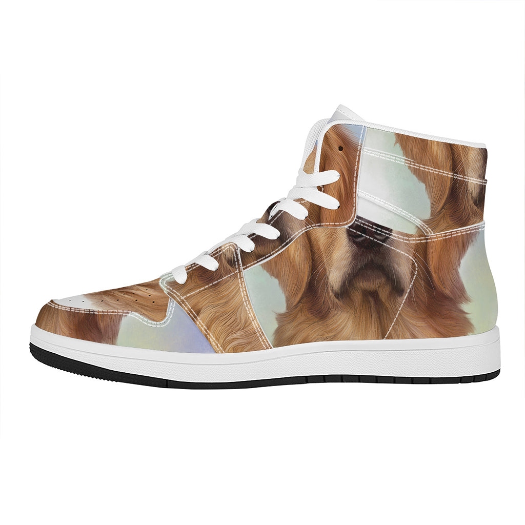 Golden Retriever Portrait Print High Top Leather Sneakers