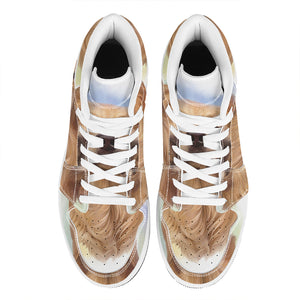 Golden Retriever Portrait Print High Top Leather Sneakers