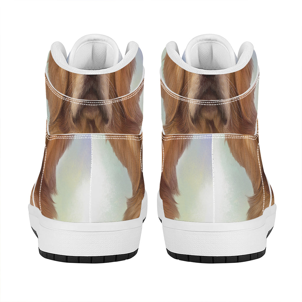 Golden Retriever Portrait Print High Top Leather Sneakers