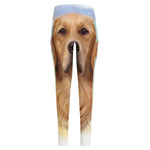 Golden Retriever Portrait Print High-Waisted Pocket Leggings