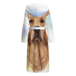 Golden Retriever Portrait Print Hooded Bathrobe