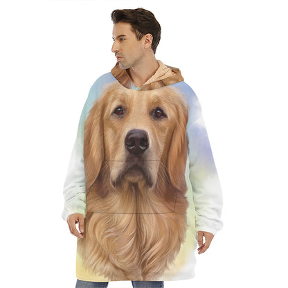 Golden Retriever Portrait Print Hoodie Blanket