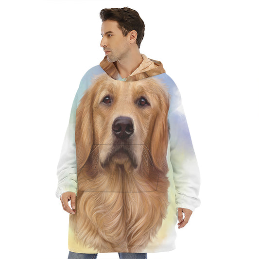 Golden Retriever Portrait Print Hoodie Blanket