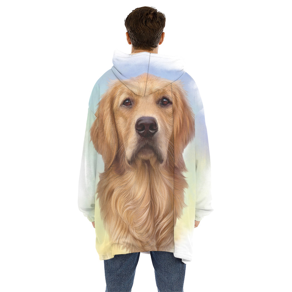 Golden Retriever Portrait Print Hoodie Blanket