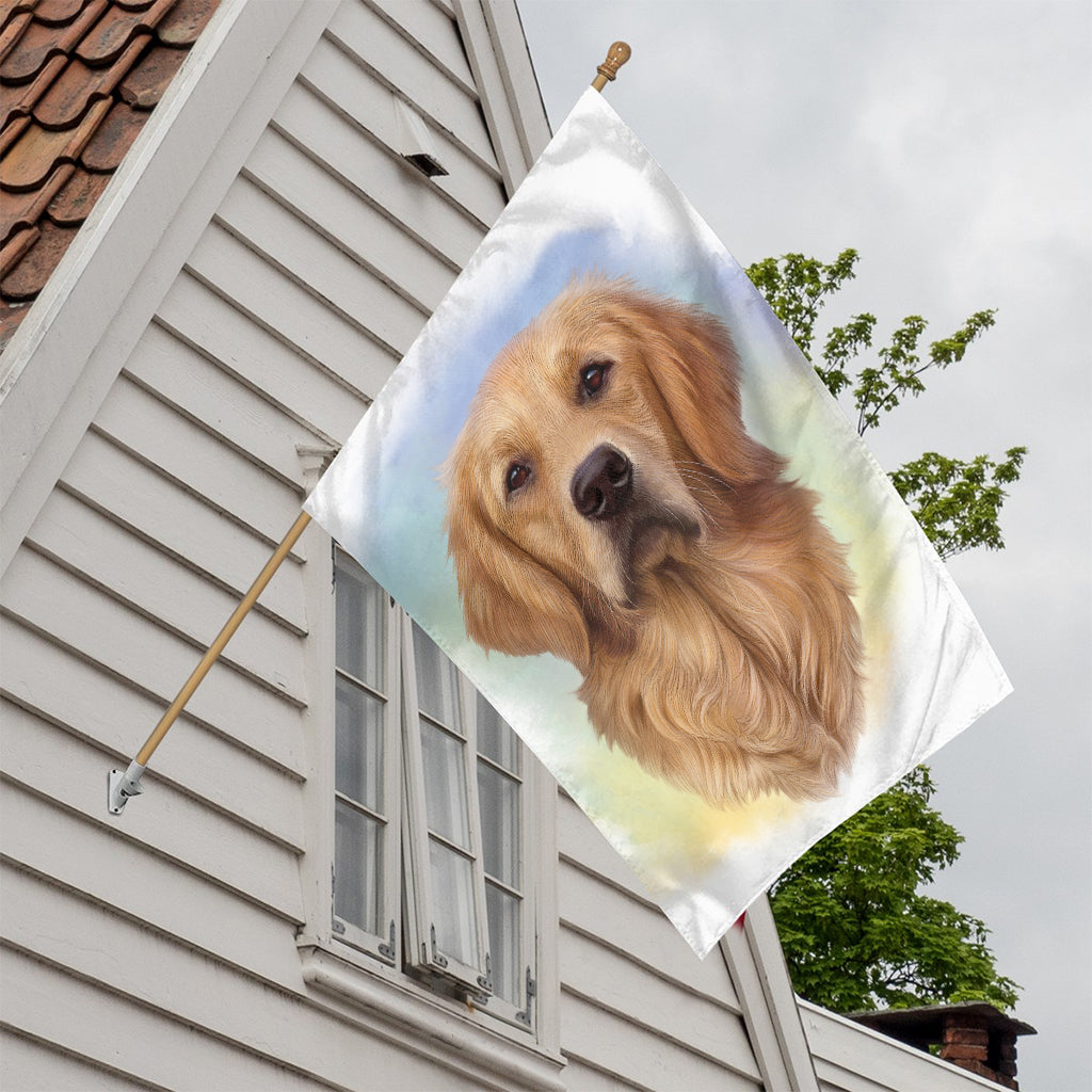 Golden Retriever Portrait Print House Flag