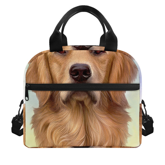 Golden Retriever Portrait Print Insulated Lunch Bag