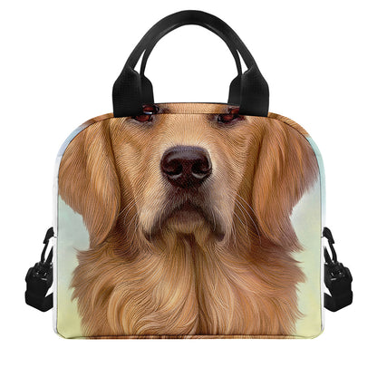 Golden Retriever Portrait Print Insulated Lunch Bag