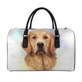 Golden Retriever Portrait Print Leather Duffel Bag