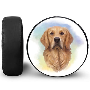 Golden Retriever Portrait Print Leather Spare Tire Cover