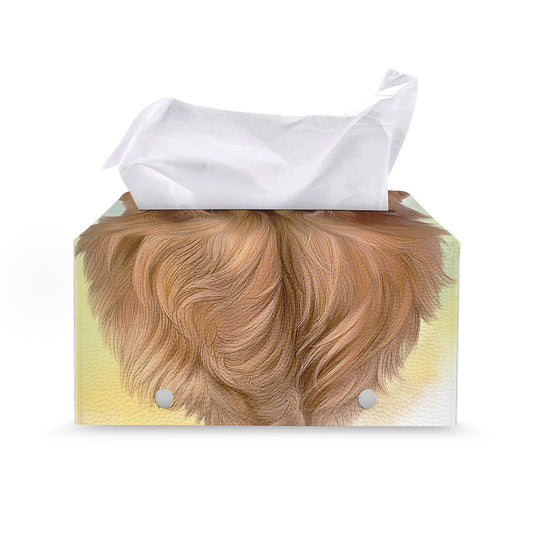 Golden Retriever Portrait Print Leather Tissue Box Cover
