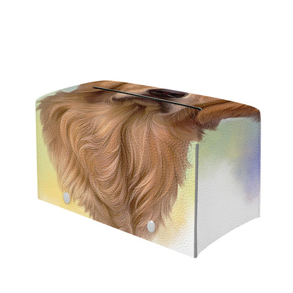 Golden Retriever Portrait Print Leather Tissue Box Cover
