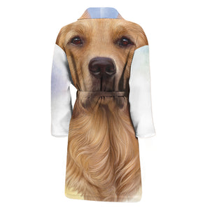 Golden Retriever Portrait Print Men's Bathrobe