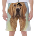 Golden Retriever Portrait Print Men's Beach Shorts