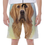 Golden Retriever Portrait Print Men's Beach Shorts